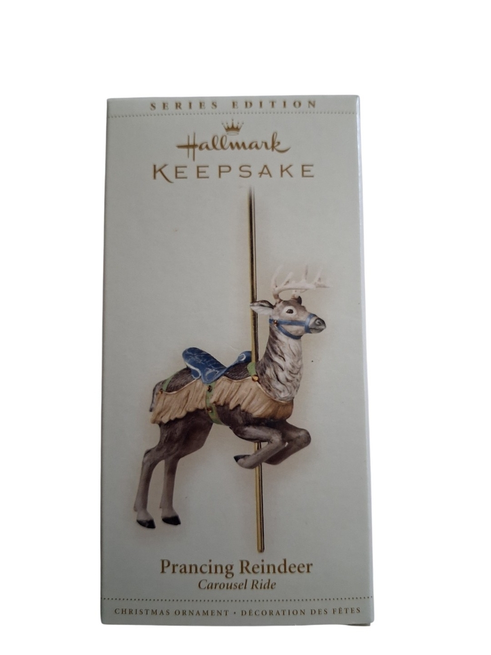 Hallmark Keepsake Prancing Reindeer Ornament - Blue and Cream